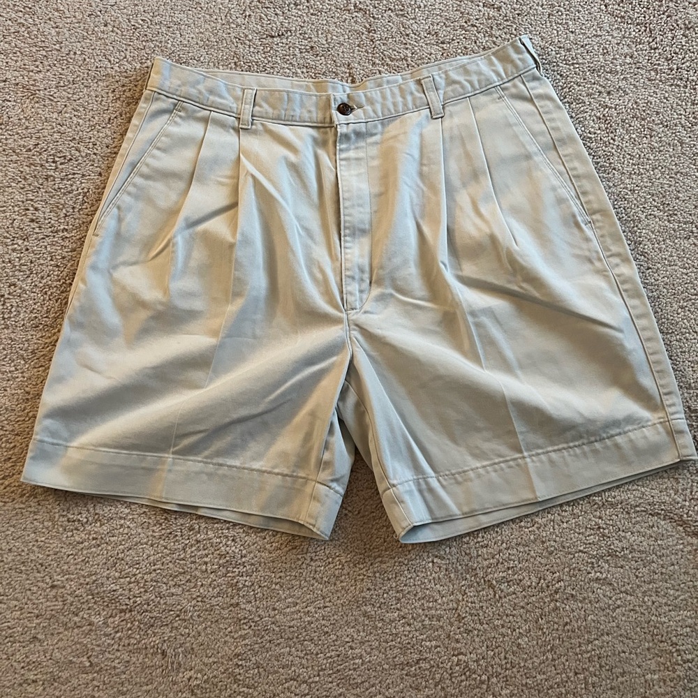 Dockers Men’s Pleated Khaki Shorts, Size 36 Waist, 7 Inch Inseam, 100% Cotton